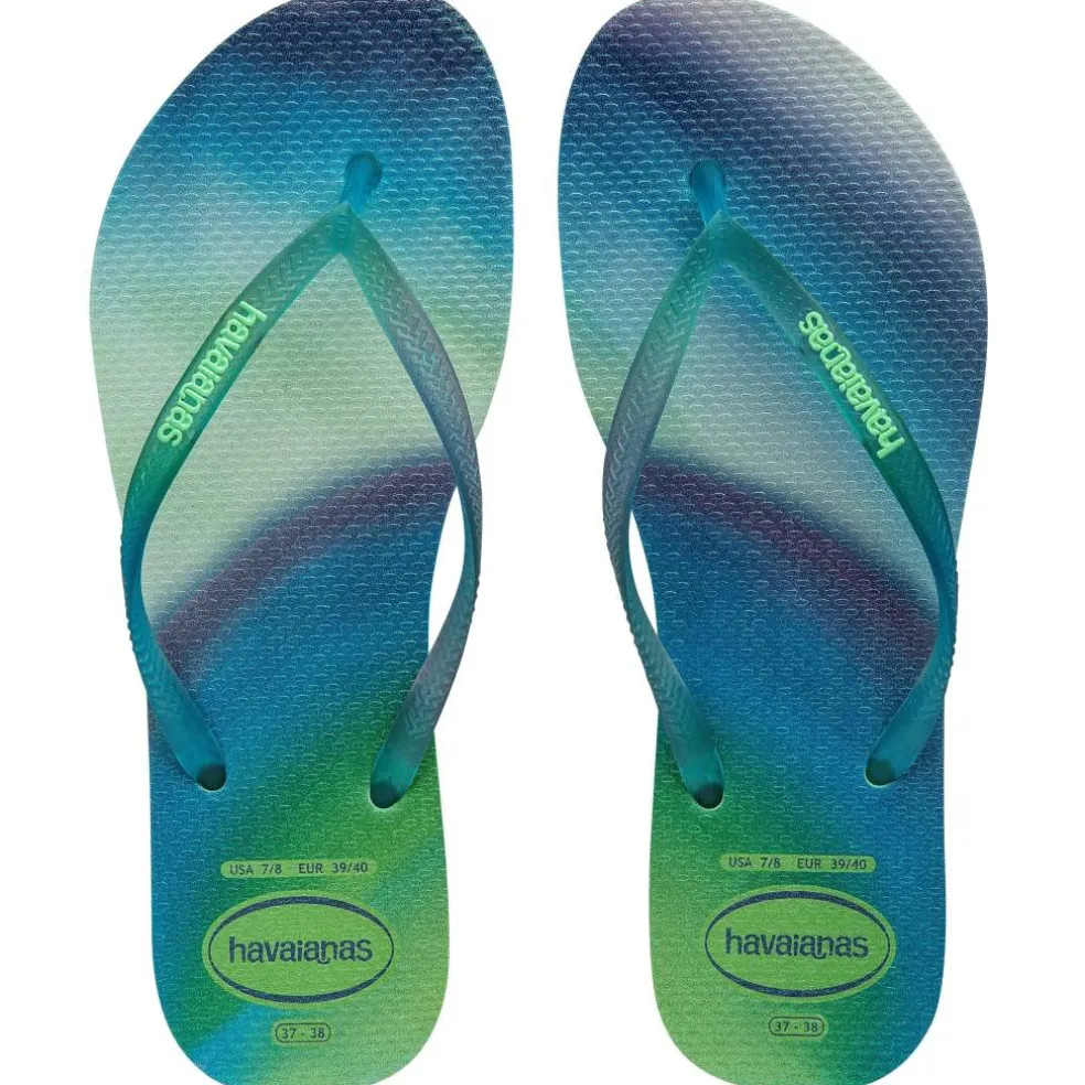 Women's Slim Metallic Rainbow Flip Flops