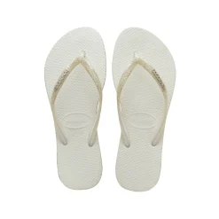 Women's Slim Sparkle White Flip Flops