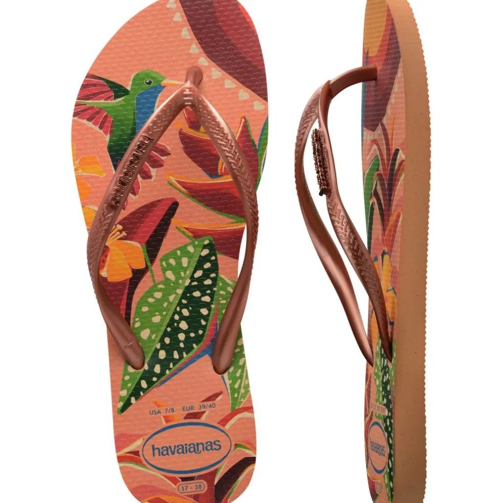 Women's Slim Tropical Salmon Flip Flops