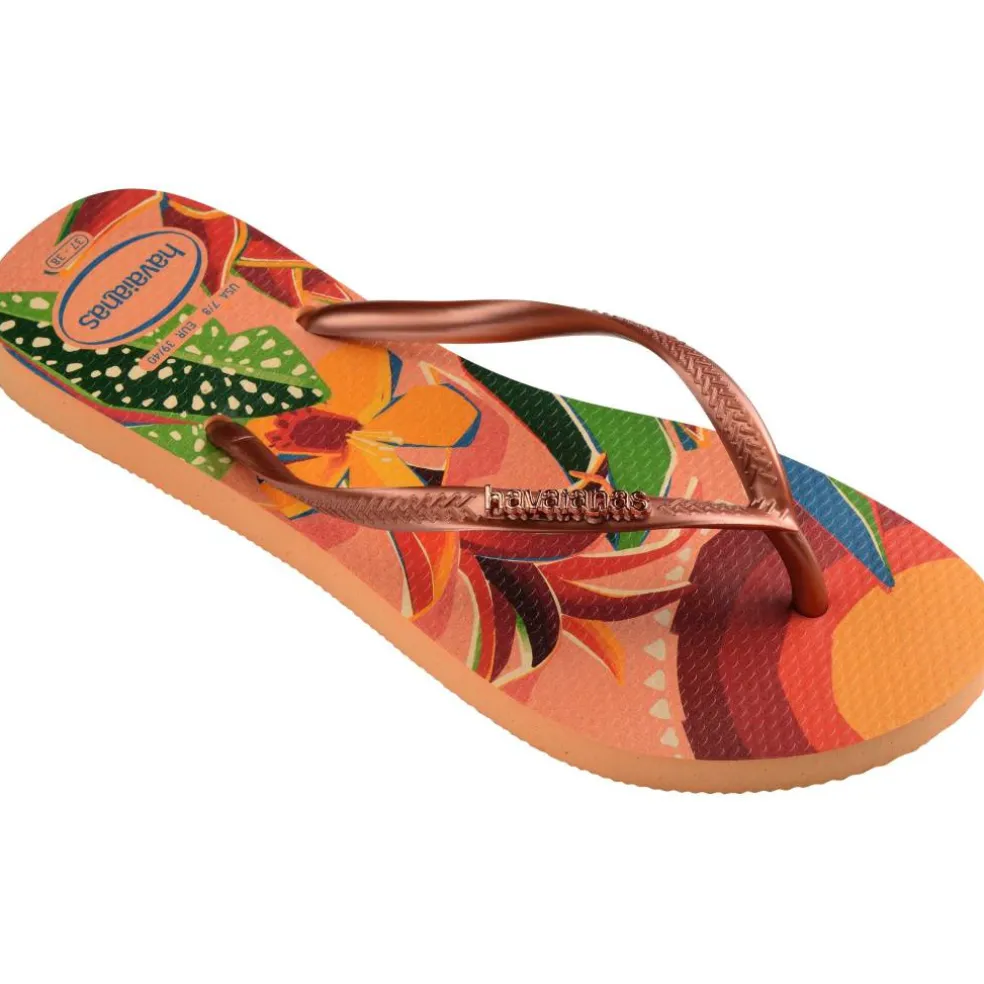 Women's Slim Tropical Salmon Flip Flops