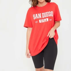Women's Slogan T-Shirt and Cycling Shorts Coord