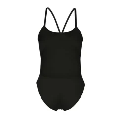 Womens Solid Lace Back Swimsuit