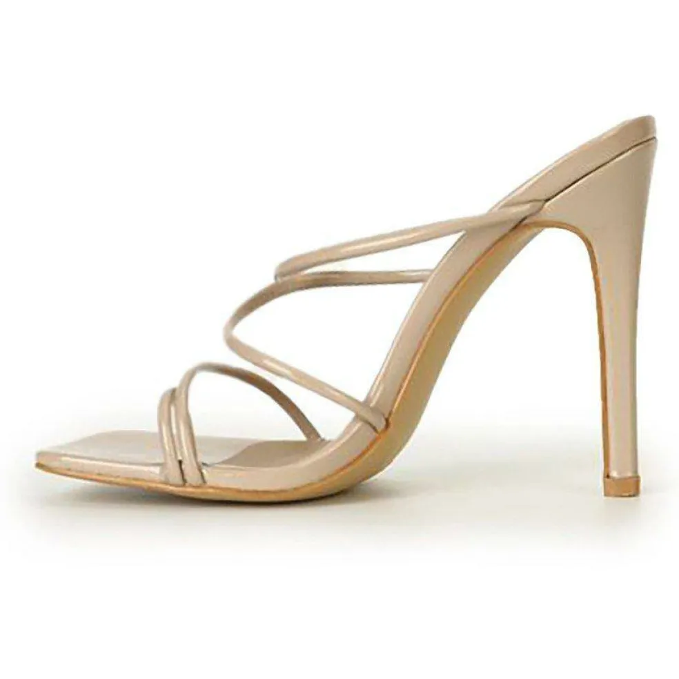 Women's Square Toe Loop Strap Flat Sandal