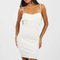 Womens Strappy Puff Bust Mini Dress with Sweetheart Neckline