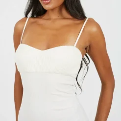 Womens Strappy Puff Bust Mini Dress with Sweetheart Neckline