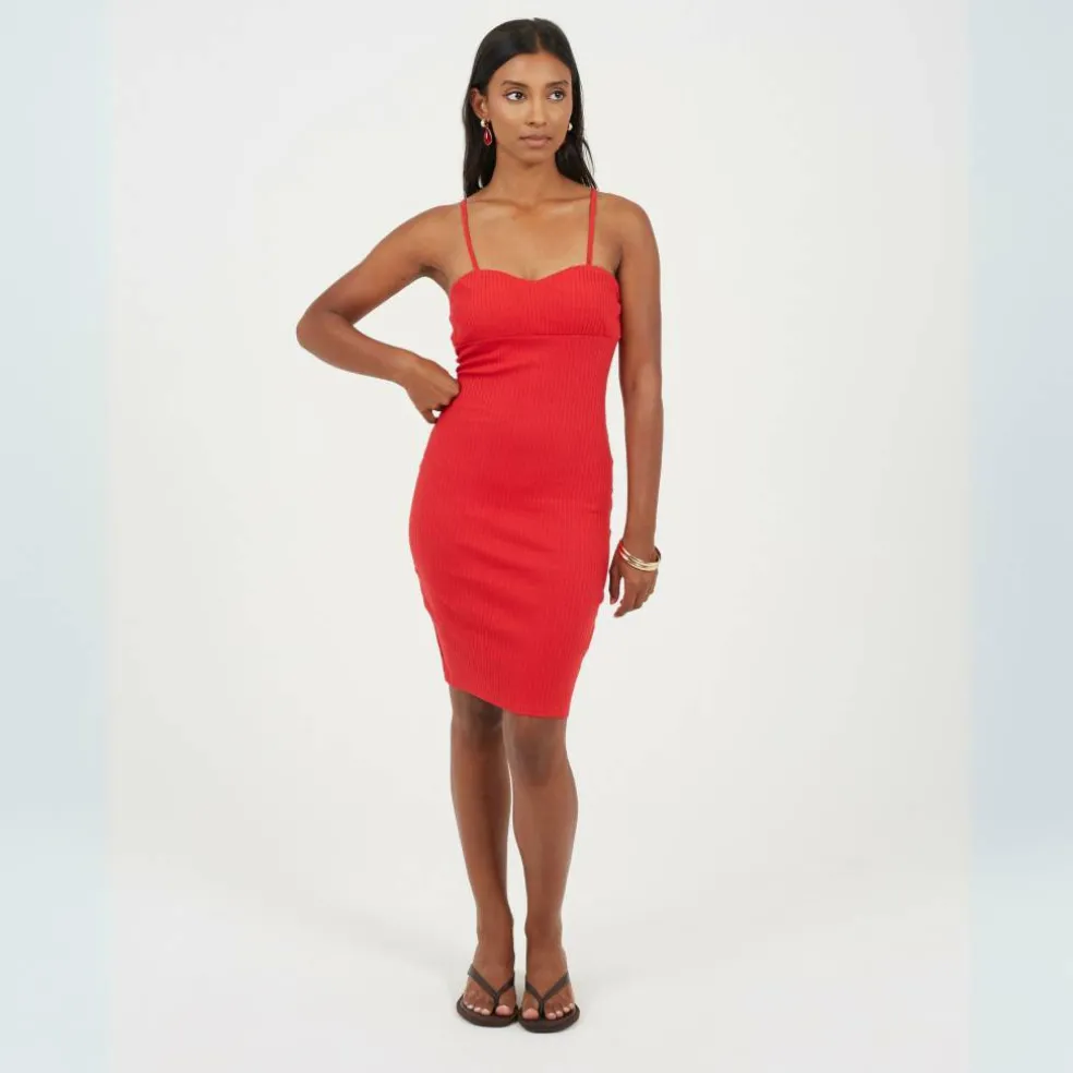 Womens Strappy Puff Bust Mini Dress with Sweetheart Neckline