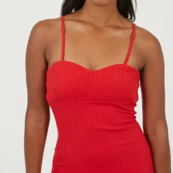 Womens Strappy Puff Bust Mini Dress with Sweetheart Neckline