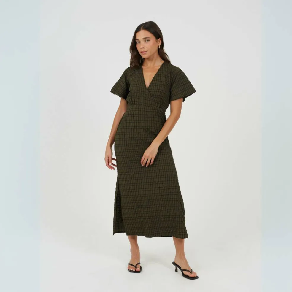 Womens Tie Back Midi A Line Dress