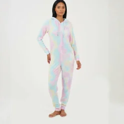 Womens Tie Dye Slim Fit Onesie with Back Embroidery