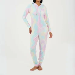 Womens Tie Dye Slim Fit Onesie with Back Embroidery