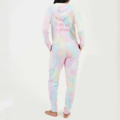 Womens Tie Dye Slim Fit Onesie with Back Embroidery
