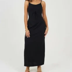 Womens Tie Front Cami Maxi Dress
