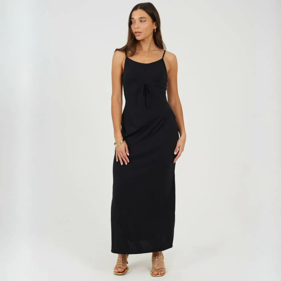 Womens Tie Front Cami Maxi Dress