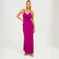 Womens Tie Front Cami Maxi Dress