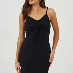 Womens Tie Front Cami Maxi Dress