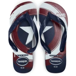 Women's Top Marvel Logomania Navy Blue Flip Flops