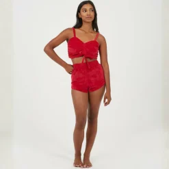 Womens Velour Braletter and Matching Shorts Lounge Set