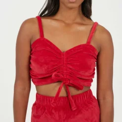 Womens Velour Braletter and Matching Shorts Lounge Set