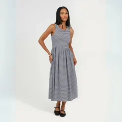 Womens Vest Top Midi Dress with Stripe