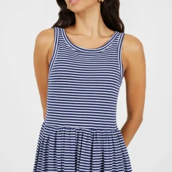 Womens Vest Top Midi Dress with Stripe
