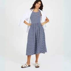 Womens Vest Top Midi Dress with Stripe