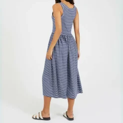 Womens Vest Top Midi Dress with Stripe