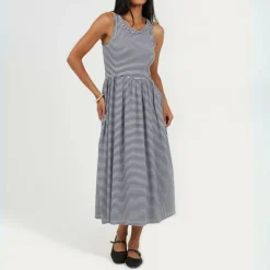 Womens Vest Top Midi Dress with Stripe
