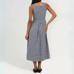 Womens Vest Top Midi Dress with Stripe