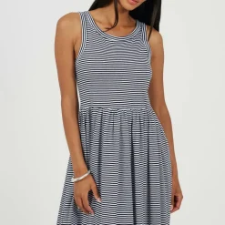Womens Vest Top Midi Dress with Stripe