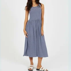 Womens Vest Top Midi Dress with Stripe