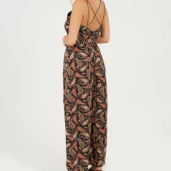 Womens Vest Top Paisley Print Jumpsuit with Split Leg Detail