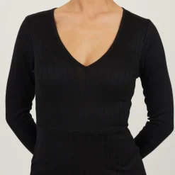Womens V-Neck Long Sleeve Mini Dress