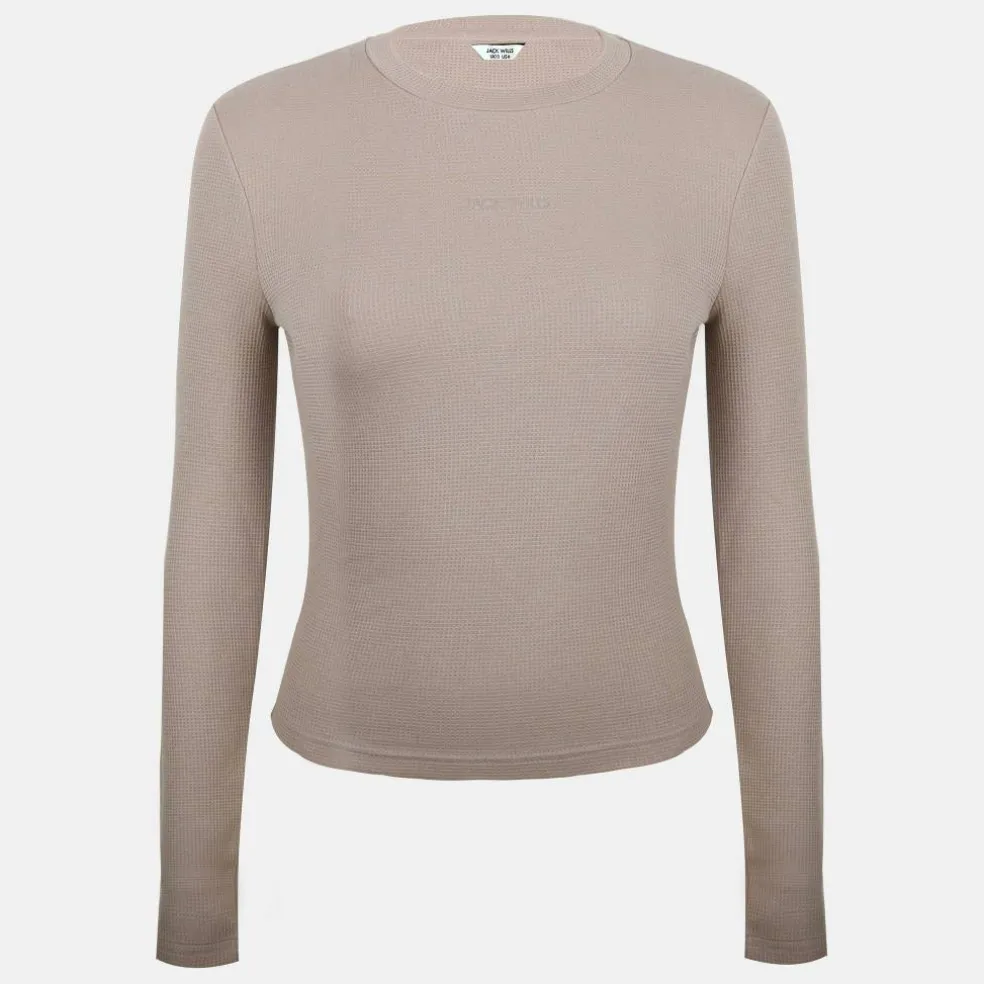 Women's Waffle LSBaby Cotton Crew Neck Slim Fit Long Sleeve T-Shirt