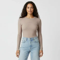 Women's Waffle LSBaby Cotton Crew Neck Slim Fit Long Sleeve T-Shirt