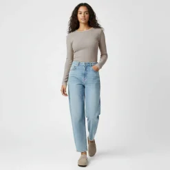 Women's Waffle LSBaby Cotton Crew Neck Slim Fit Long Sleeve T-Shirt
