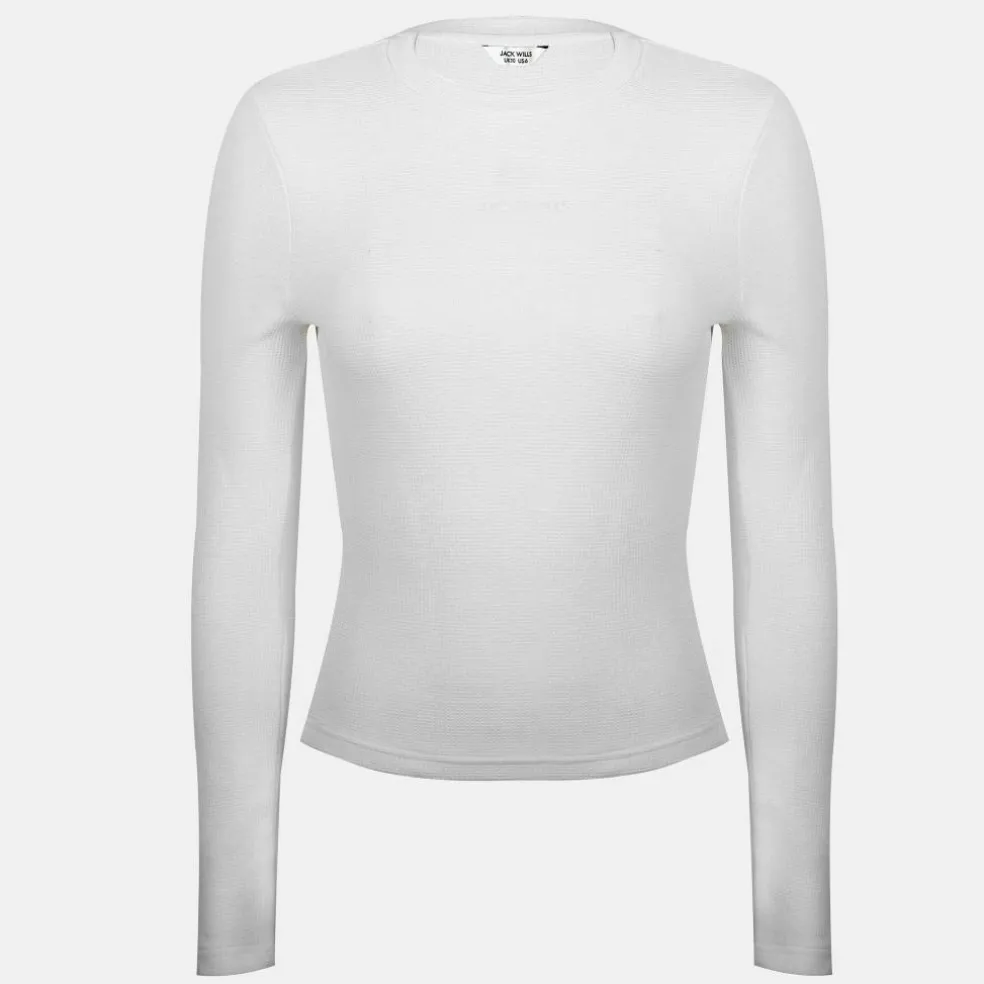 Women's Waffle LSBaby Cotton Crew Neck Slim Fit Long Sleeve T-Shirt