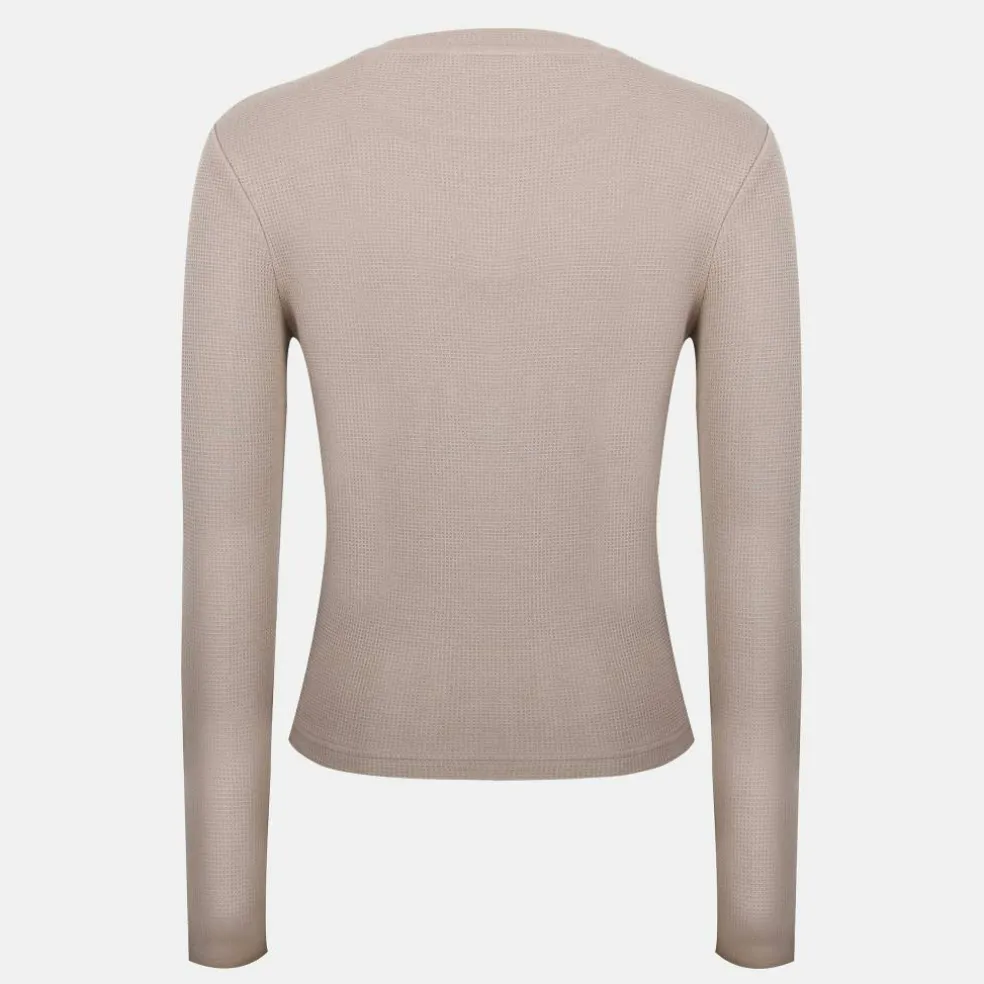 Women's Waffle LSBaby Cotton Crew Neck Slim Fit Long Sleeve T-Shirt