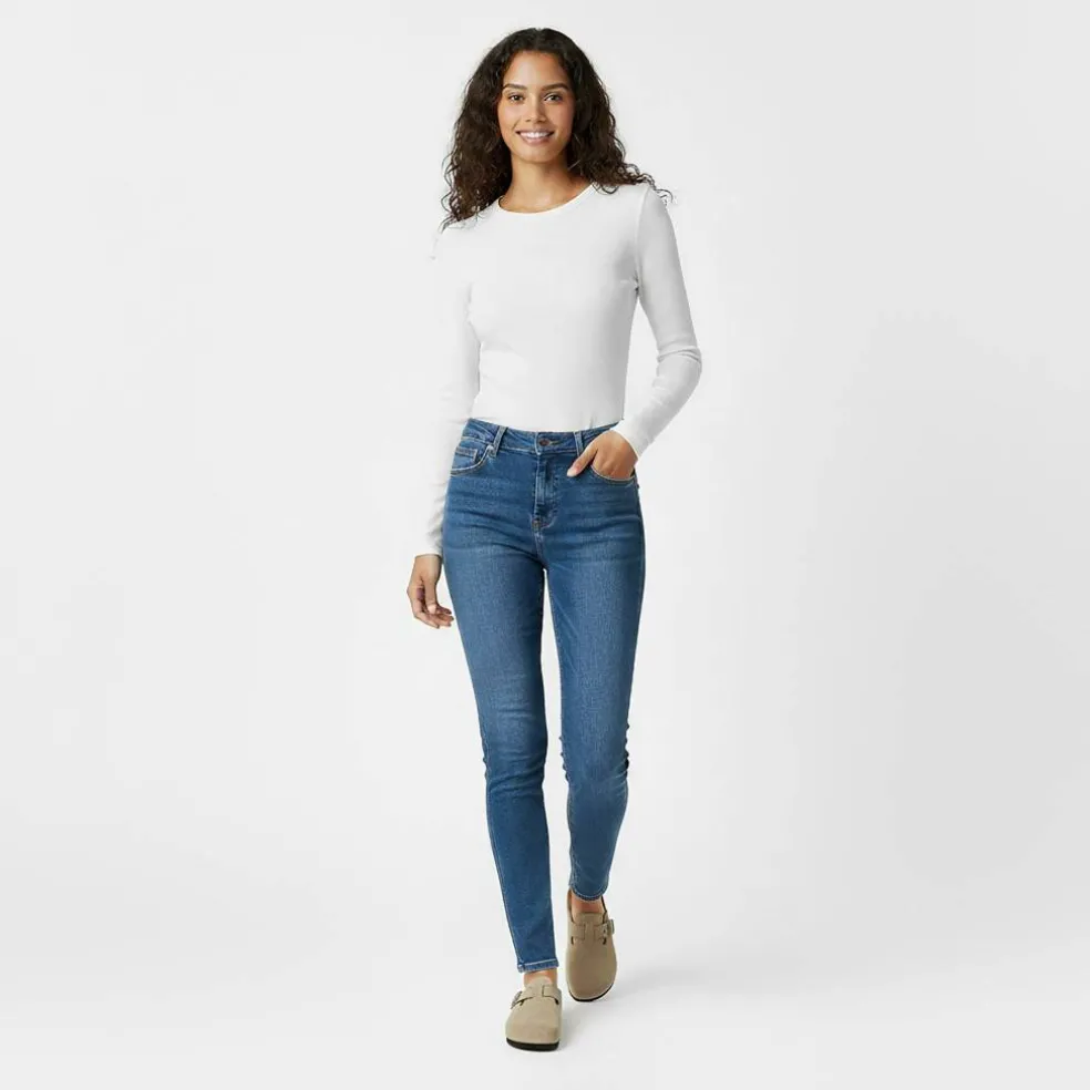 Women's Waffle LSBaby Cotton Crew Neck Slim Fit Long Sleeve T-Shirt