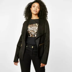 Women's Waterfall Faux Suede Long Sleeve Overcoat