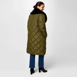 Women's Water Resistant Faux Fur Collar Long Sleeve Short Puffer Jacket