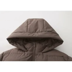 Womens Water Resistant Windproof Detachable Hood Long Sleeve Puffer Jacket