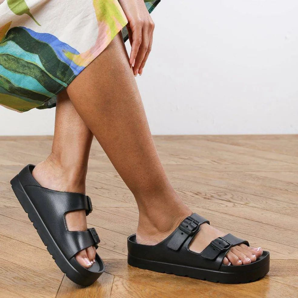 Women's Where's Strap Slider Flat Sandals