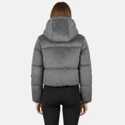 Women's Wind Resistant Detachable Hood Long Sleeve Short Puffer Jacket
