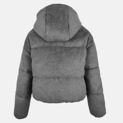 Women's Wind Resistant Detachable Hood Long Sleeve Short Puffer Jacket