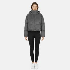 Women's Wind Resistant Detachable Hood Long Sleeve Short Puffer Jacket