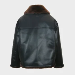 Women's Wind Resistant Hip Length Long Sleeve Faux Leather Jacket
