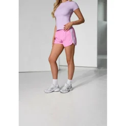 Womens Woven Bubblegum Pink Performance Gym Shorts