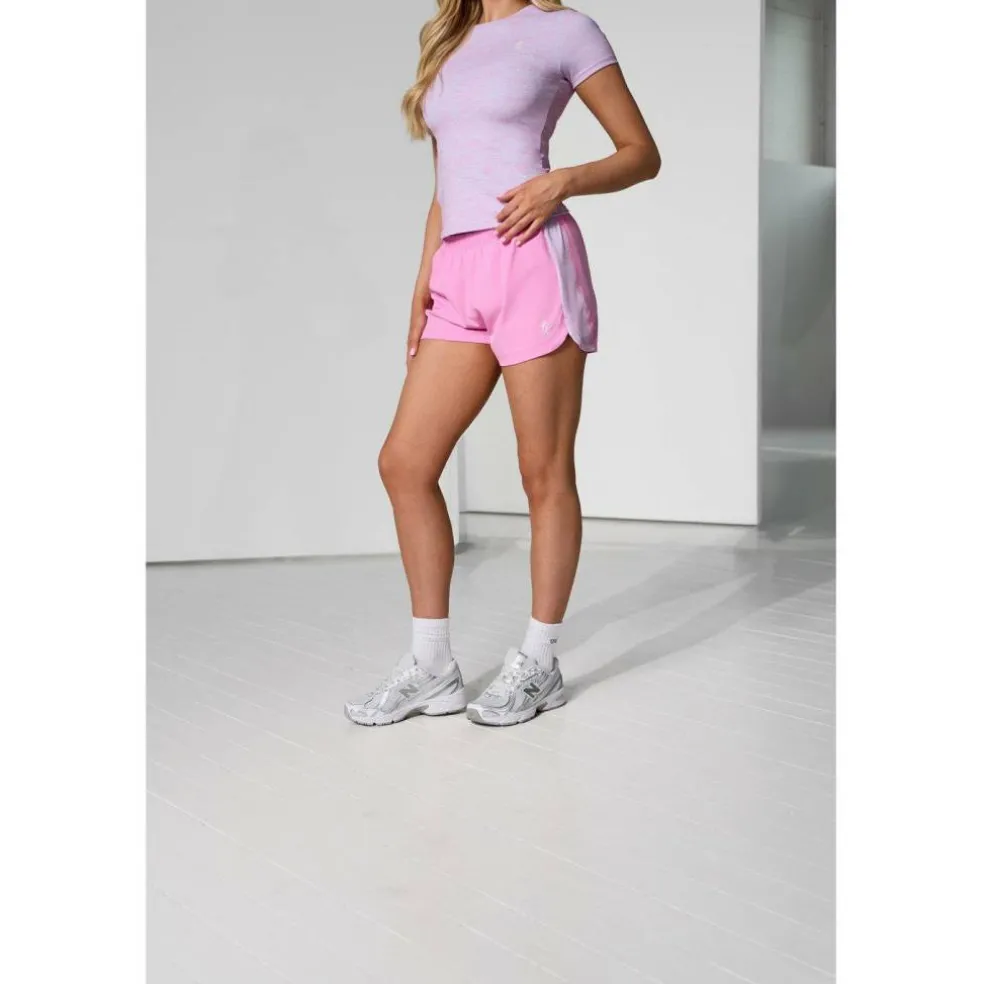 Womens Woven Bubblegum Pink Performance Gym Shorts