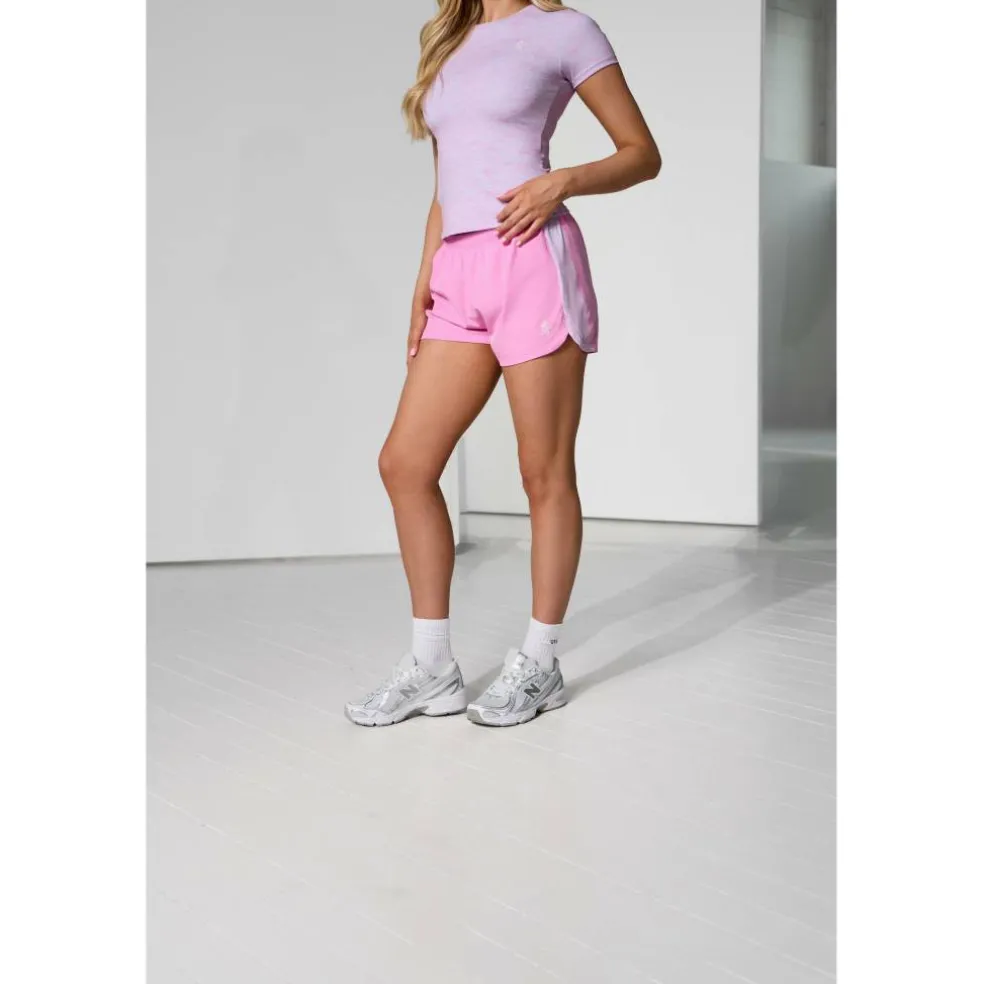 Womens Woven Bubblegum Pink Performance Gym Shorts