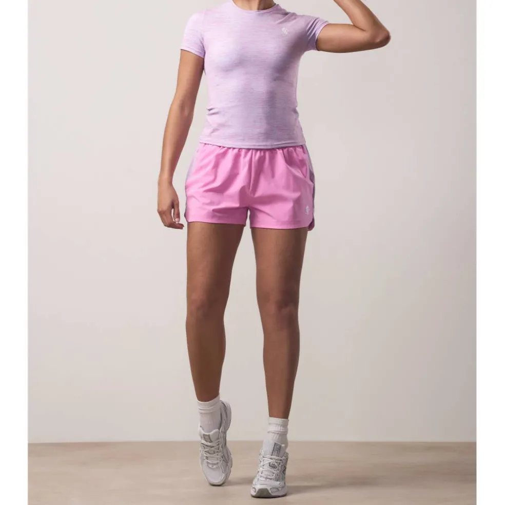 Womens Woven Bubblegum Pink Performance Gym Shorts